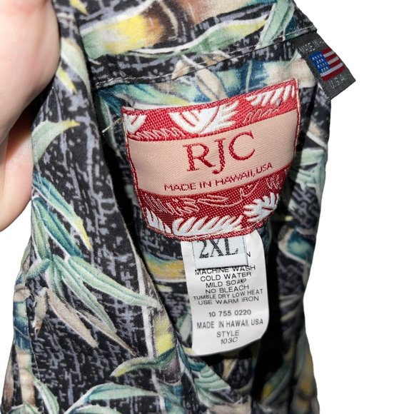 RJC Hawaiian Shirt Mens 2XL Bamboo Aloha Tribal Hawaiian Vacation Beach Colorful - Picture 9 of 10
